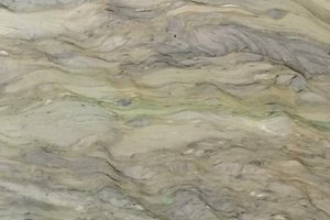 A soft green granite with gray tones and flowing movement.