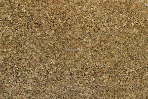 A gold and grey granite with low variation.