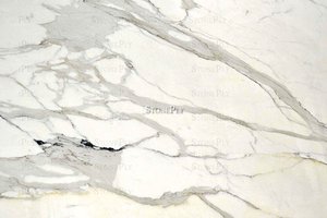 A white marble with greyish veins.