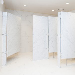 Photo of bathroom partitions at The Texan Theater in Greenville, Texas