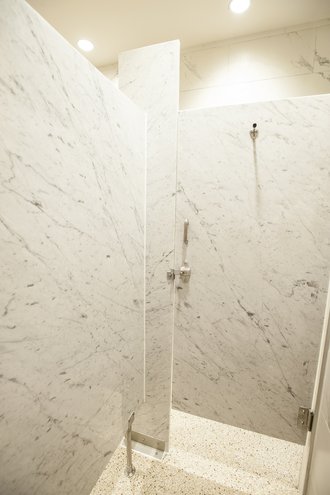 StonePly Panels used as bathroom partitions