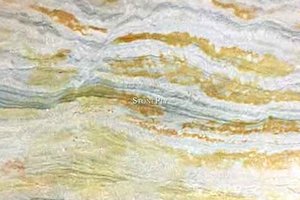 A mix of gold, orange and white veins make up this multicolored granite.