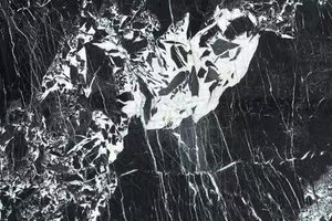 A black marble with strong white veining.