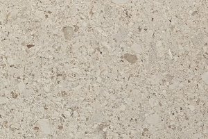 A soft beige limestone with fossil fragments.
