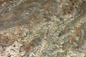 A granite with a mix of grey, brown and beige colors.