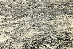 A beige granite with grey and black veining.