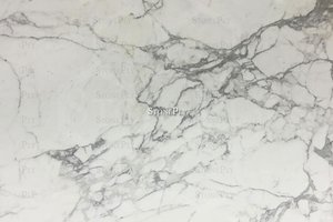 A white marble with fine grey veins.