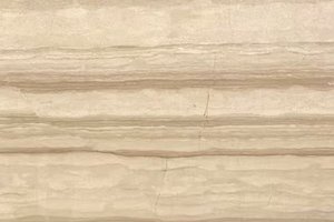 A beige and light brown marble with horizontal linear banding and subtle tonal variation.