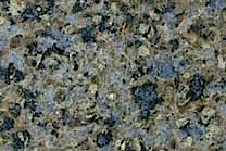 A brown and purple granite with bits of blue quartz.