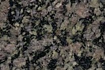 An overall green granite with black pieces.