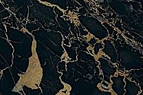 A black marble with yellow and cream veins.