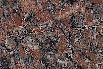 A coarse grained, red granite.