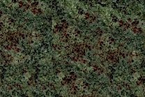 A light and dark green granite with little red veins.